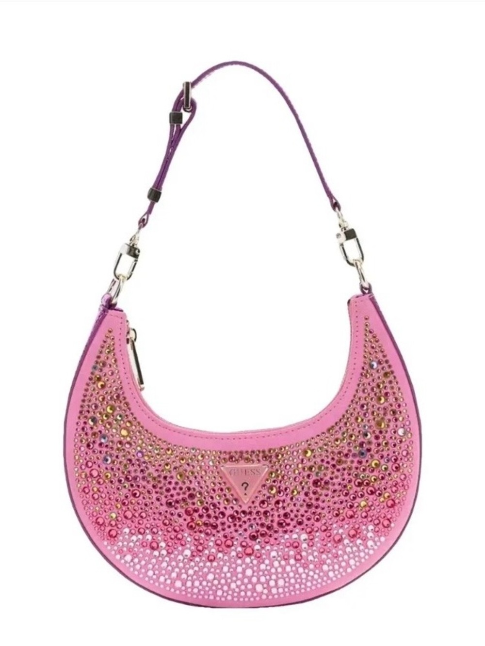 Guess Pink and Purple Crystal Crescent Shoulder Bag